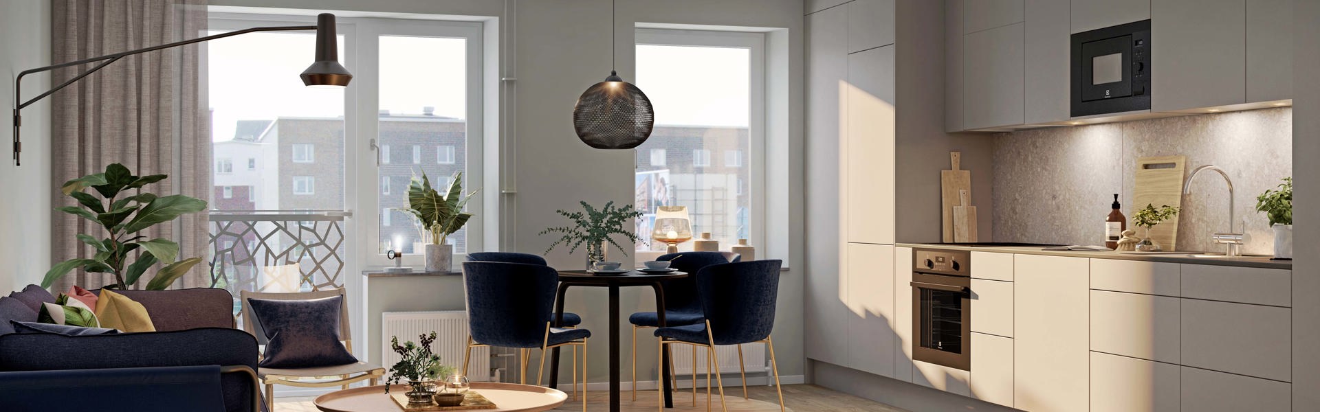Kök och vardagsrum i bostadsrätt Kvillered