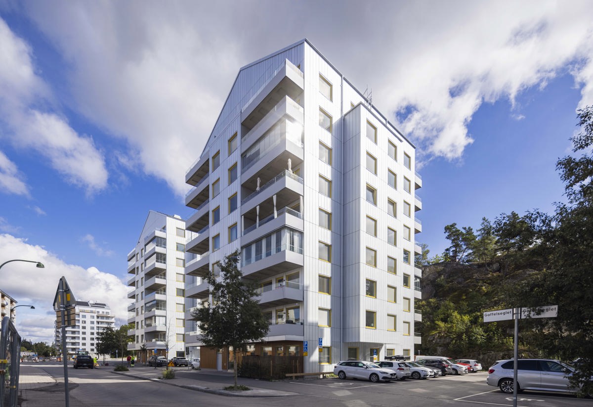 Bild på fasaden från gatan, Horisont, Vega. 