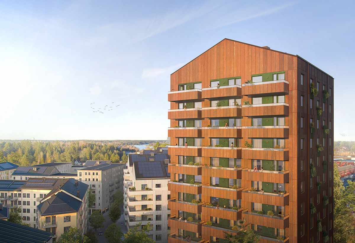 Illustrerad bild som visar Fasaden och höjden på Vyn, i Vega.