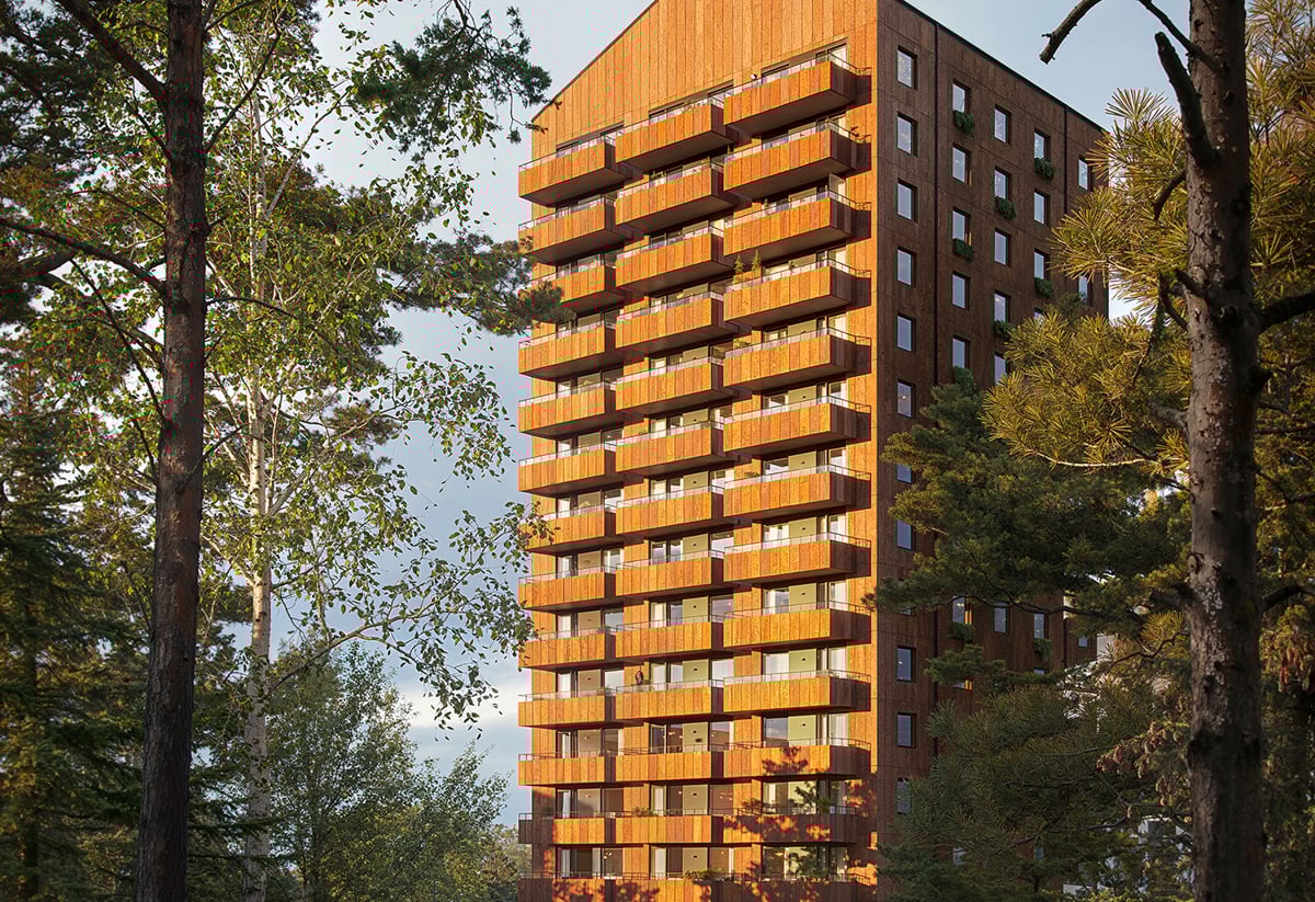 Illustrerad bild, fasaden på Vyn, Vega.