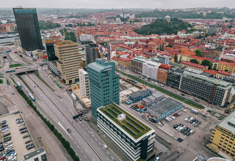 Bild på Stuveriet från ovan, taget med drönare
