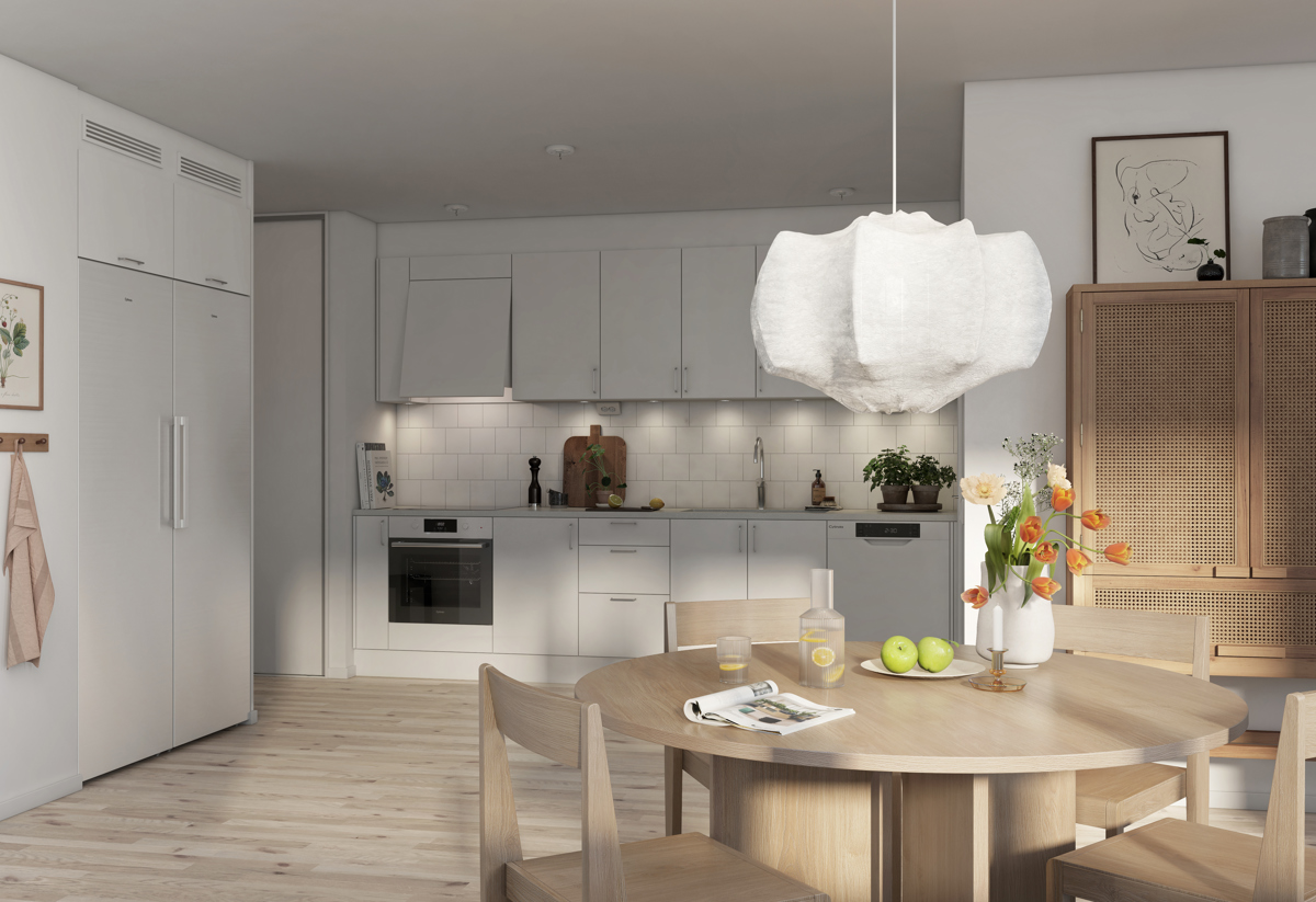 Visionsbild på kök i Sjölyckan och Saltsjösten