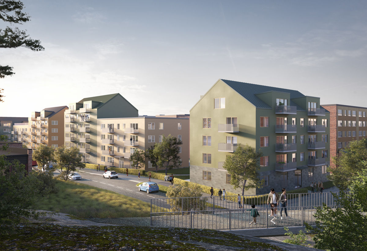 Illustrerad visionsbild av byggnation i Fisksätra.