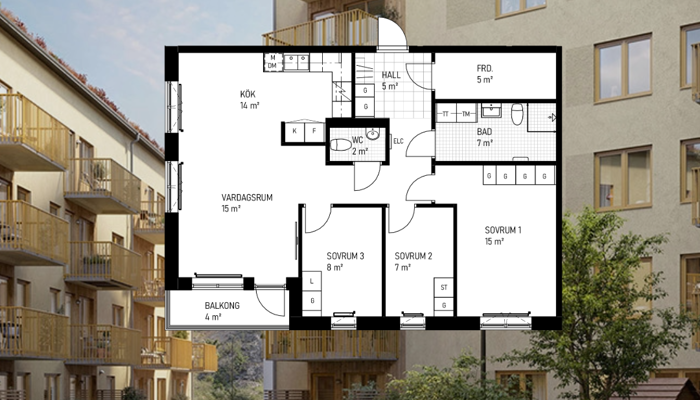 Bild på planrinting över 89 kvm i Atlantis, Vega