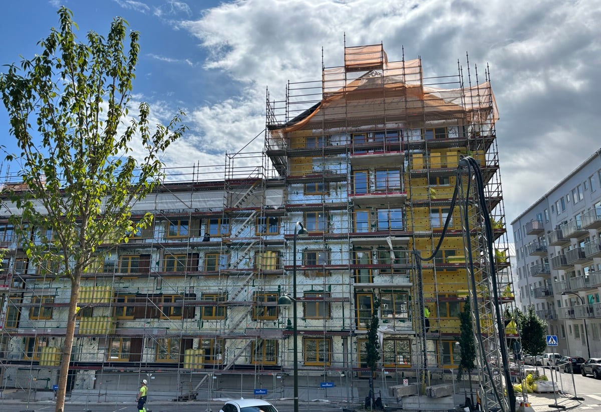 Bild från bygget på nyproduktionsprojektet Atlantis i Vega