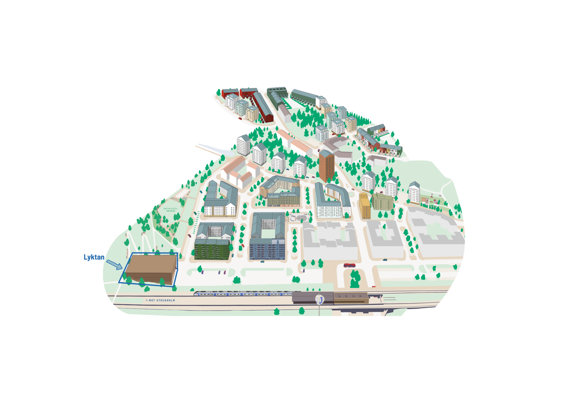 Illustrerad karta över Vega med fokus på Lyktan