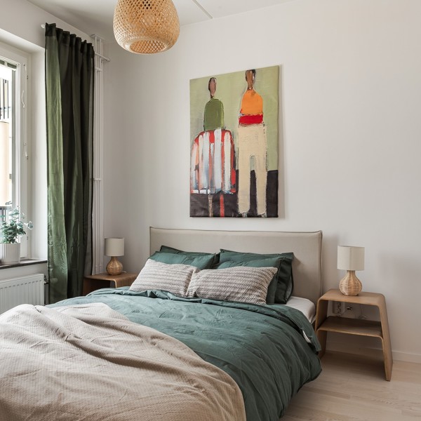 Visningslägenhet i Atlantis med fokus på sovrummet