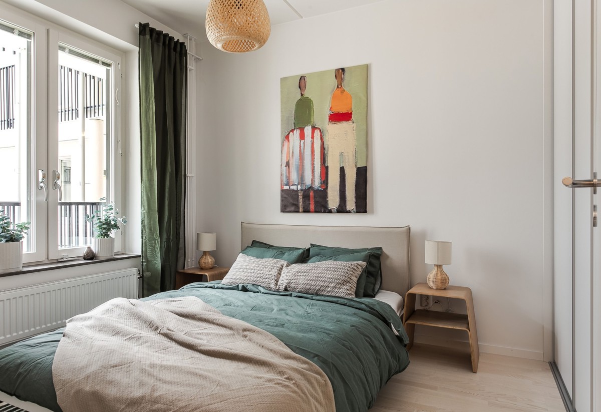 Visningslägenhet i Atlantis med fokus på sovrummet