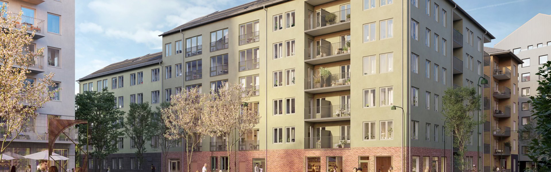 Visionsbild från torget för Mira i Vega med fokus på torget
