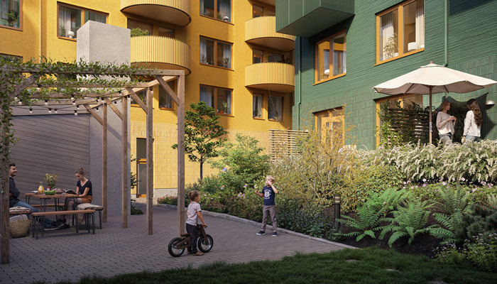 Visionsbild för Stella med fokus på gården