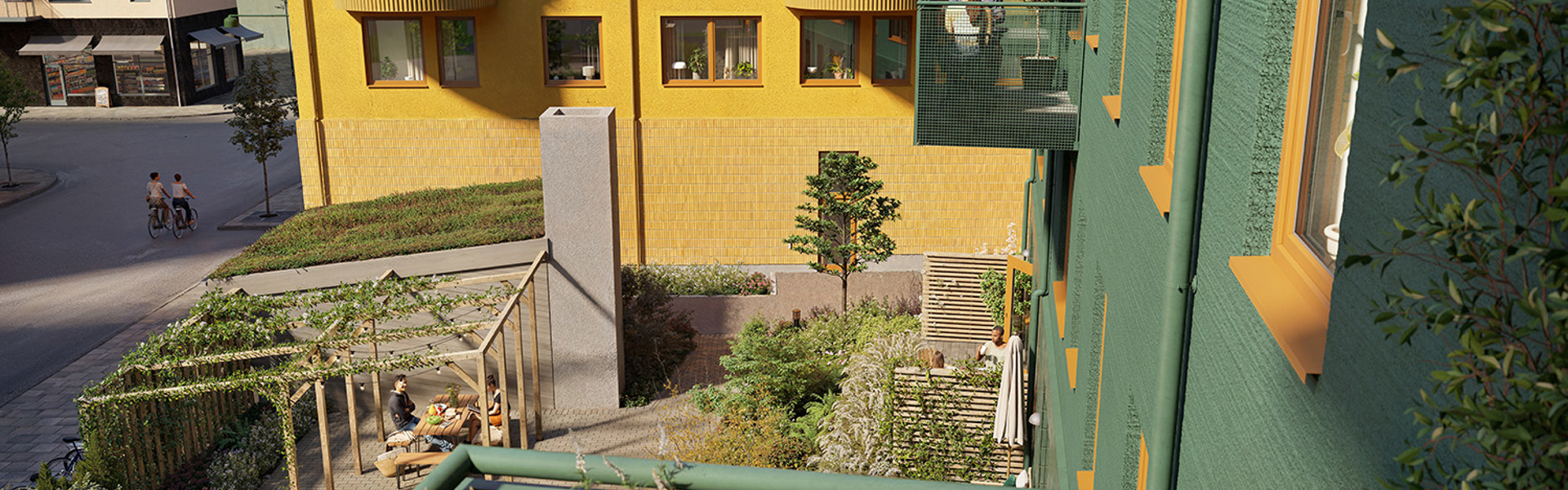 Visionsbild för Stella med fokus på gården