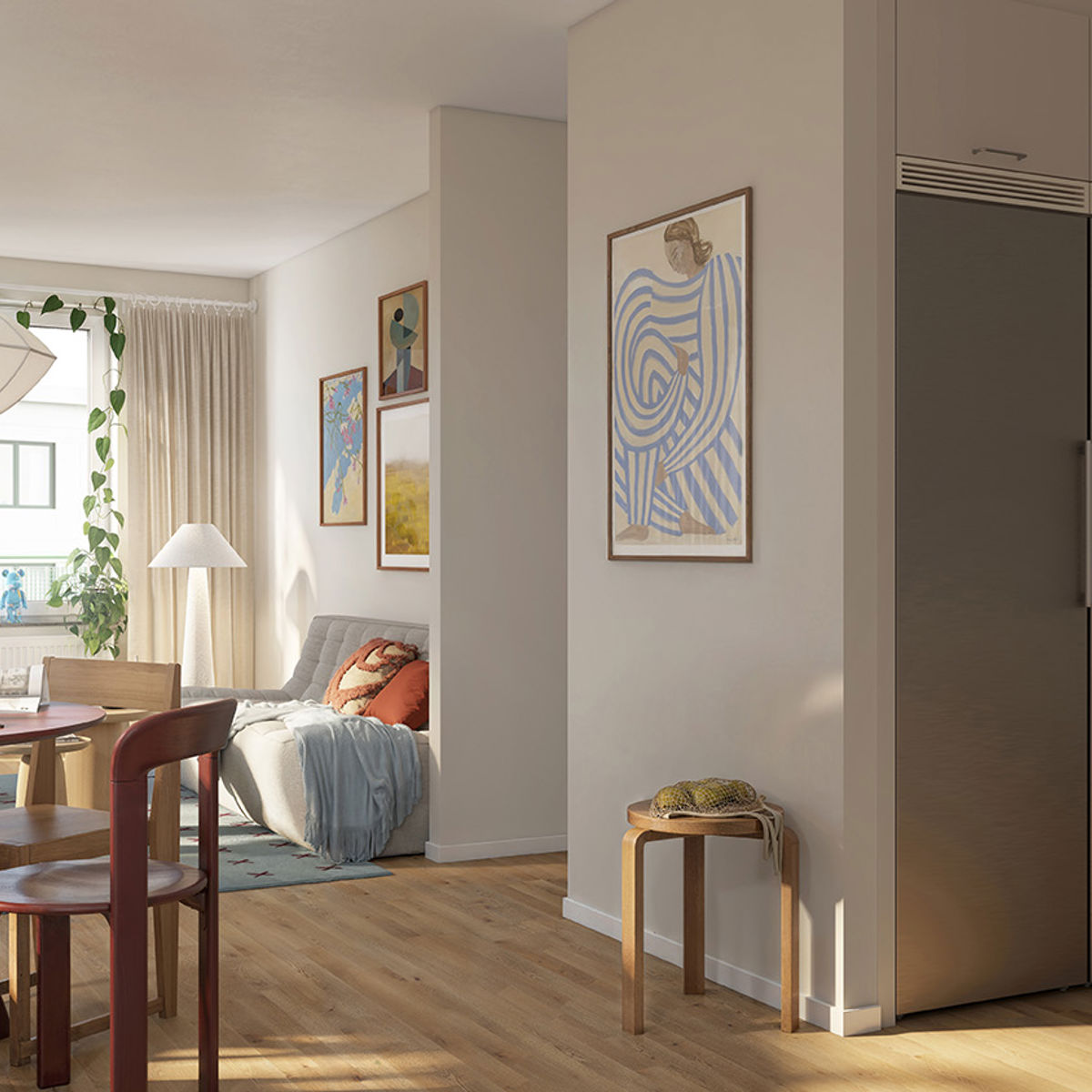 Visionsbild för Stella med fokus på kök och vardagsrum