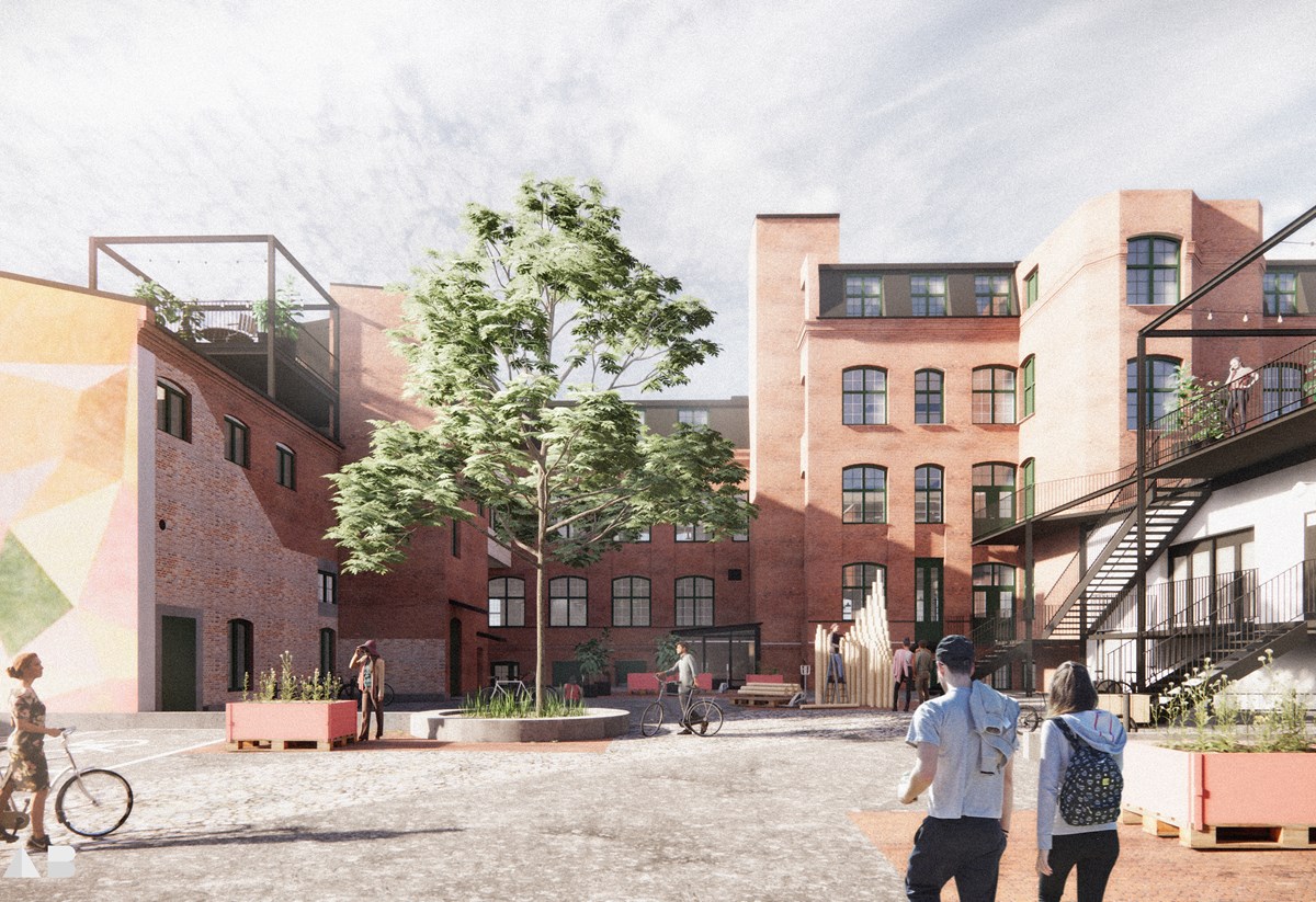 Trikåfabrikens innergård förvandlas till den kreativa mötesplatsen Torget.